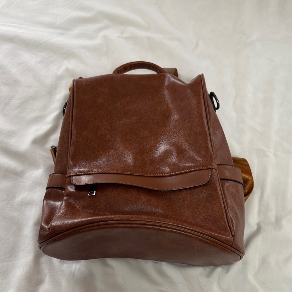 Brown Leather Men's Backpack
